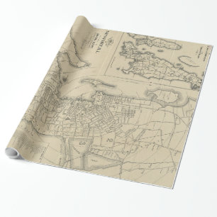 Papier Cadeau Carte vintage de Newport Île de Rhode (1901)