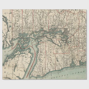 Papier Cadeau Carte vintage de Puget Sound (1910)