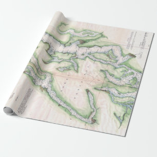 Papier Cadeau Carte Vintage de Seattle et Puget Sound