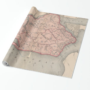 Papier Cadeau Carte vintage de Staten Island New York (1874)