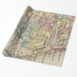 Papier Cadeau Carte vintage des banques extérieures (1859)