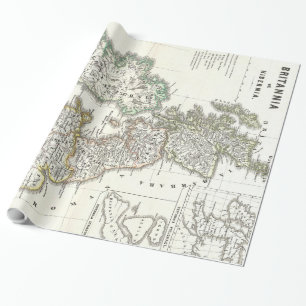 Papier Cadeau Carte vintage des îles britanniques (1865)