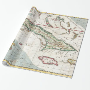 Papier Cadeau Carte vintage du Cuba et de la Jamaïque (1763)