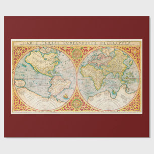 Papier Cadeau Carte Vintage imprimée