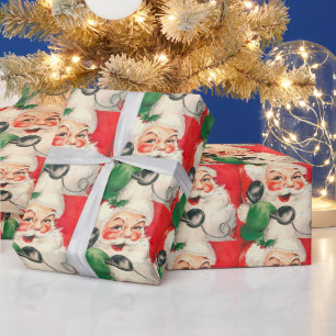 Papier Cadeau Carte Vintage Noël Père Noël Sur Téléphone