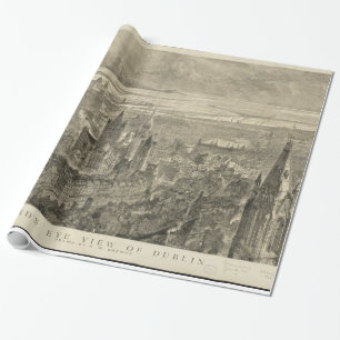 Papier Cadeau Carte vintage Pictorial de Dublin Irlande (1890)