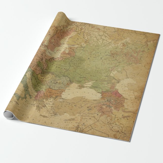 Papier Cadeau Cartes d'antiquités Style 13 Papier à envelopper (Déroulé)