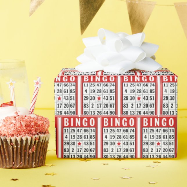 Papier Cadeau Cartes de bingo rouges et blanches (Fête d'anniversaire)