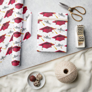 Papier Cadeau Cartes de diplômes rouges avec diplôme