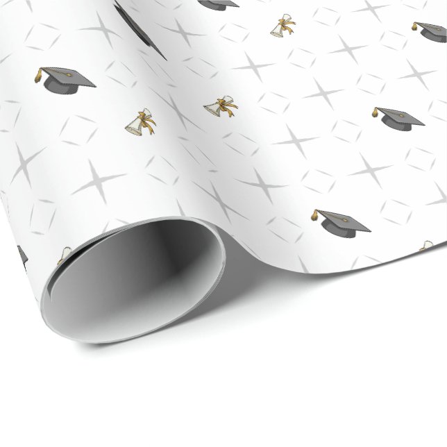 Papier Cadeau Cartes de graduation en gris clair et Motif du dip (Coin rond)