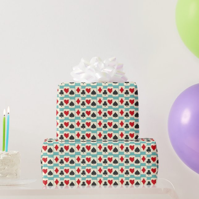 Papier Cadeau Cartes de Jeu Rétro Quartet Aqua (Cadeaux de fête)