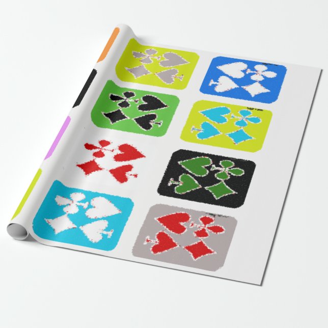 Papier cadeau cartes de poker stylisées (Déroulé)