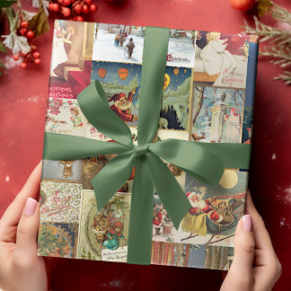 Papier Cadeau Cartes de vœux de Noël antiques motif