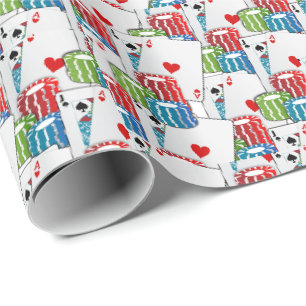 Papier Cadeau Cartes Et Chips Blackjack Casino Las Vegas