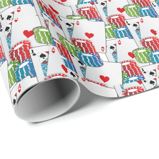 Papier Cadeau Cartes Et Chips Blackjack Casino Las Vegas (Coin rond)
