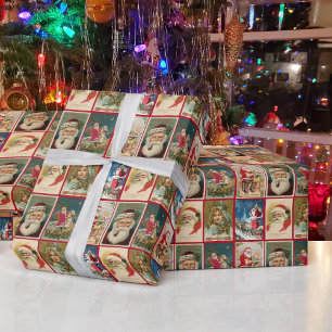 Papier Cadeau Cartes postales de Noël du Père Noël vintage Girl 