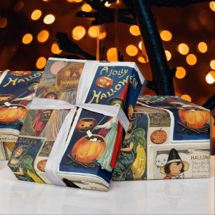 Papier Cadeau Cartes Vintages d'anniversaire d'Halloween