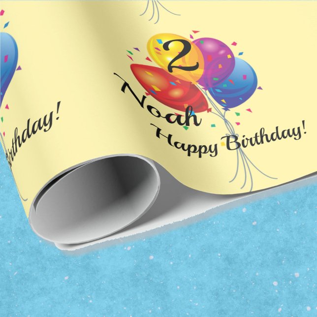 Papier Cadeau CARTOGRAPHIE D'Anniversaire NOM ANNÉE Ballons (Créateur téléchargé)
