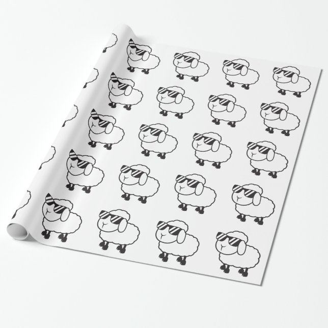 Papier Cadeau Cartographie de mouton blanc mou (Déroulé)