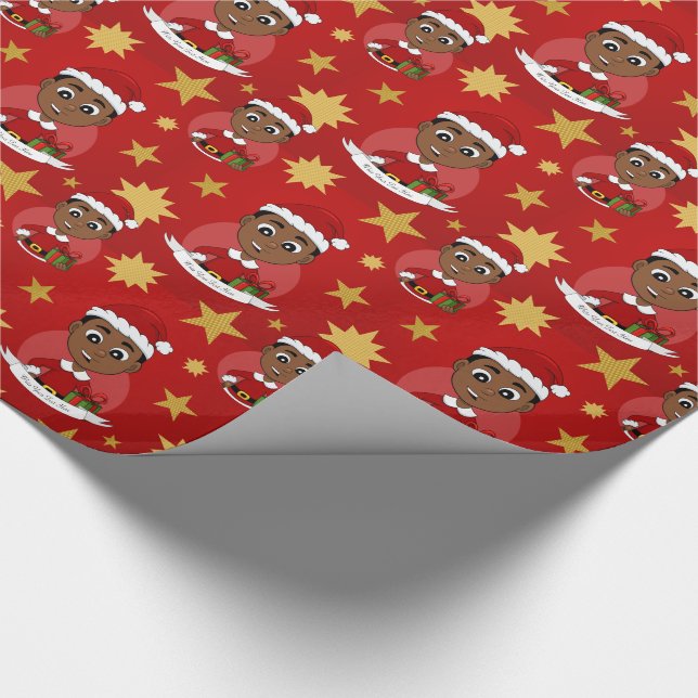 Papier Cadeau Carton Cute African American Christmas boy (Coin)