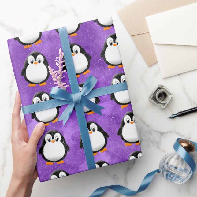 Papier Cadeau Carton en pingouin mignon personnalisé Aquarelle p (Cadeaux)