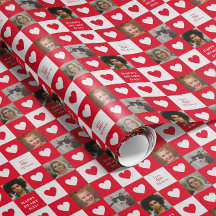 Carton rouge blanc avec photos Valentine