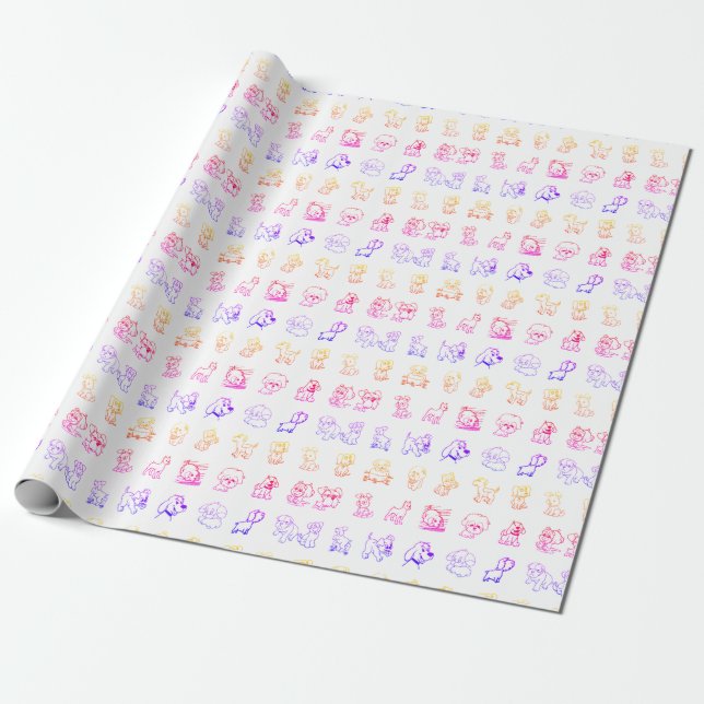 Papier Cadeau Cartoon coloré Motif animal (Déroulé)