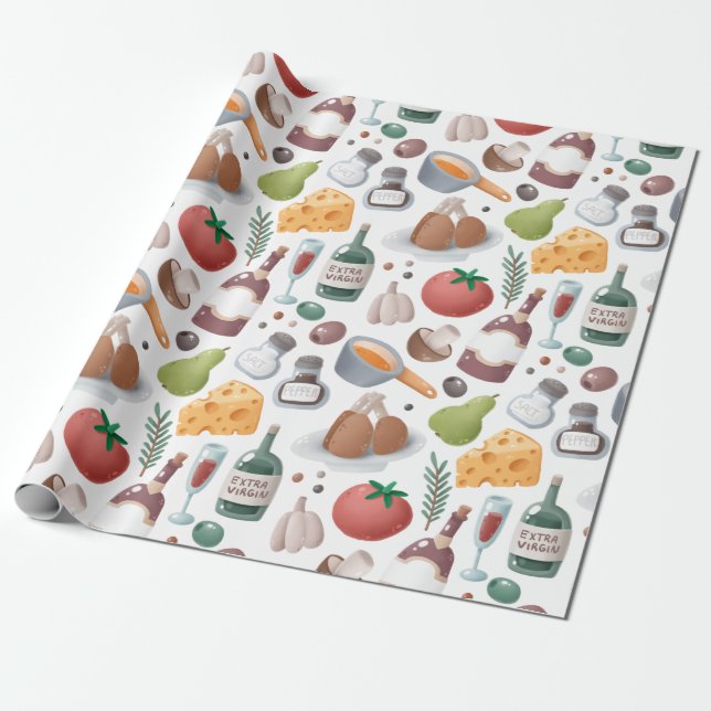 Papier Cadeau Cartoon Food and Drink (Déroulé)