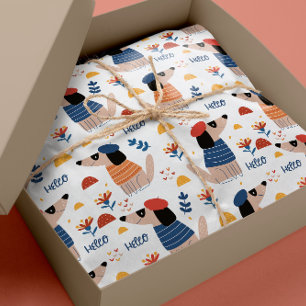 Papier Cadeau Cartoon Hello chien sans couture papier d'emballag