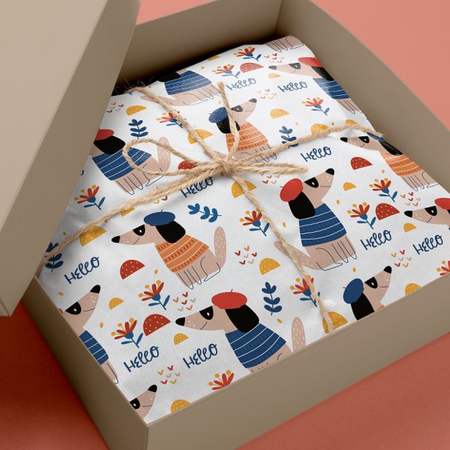 Papier Cadeau Cartoon Hello chien sans couture papier d'emballag (Créateur téléchargé)