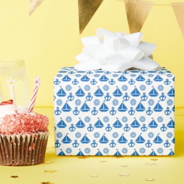 Papier Cadeau Cartoon Motif de bateau à voile (Fête d'anniversaire)