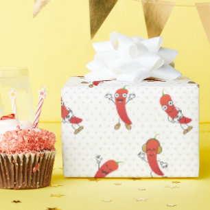 Papier Cadeau Cartoon Red Chile Motif