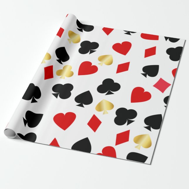 Papier Cadeau Casino Red, Black et Gold Card Costume Jeu  (Déroulé)