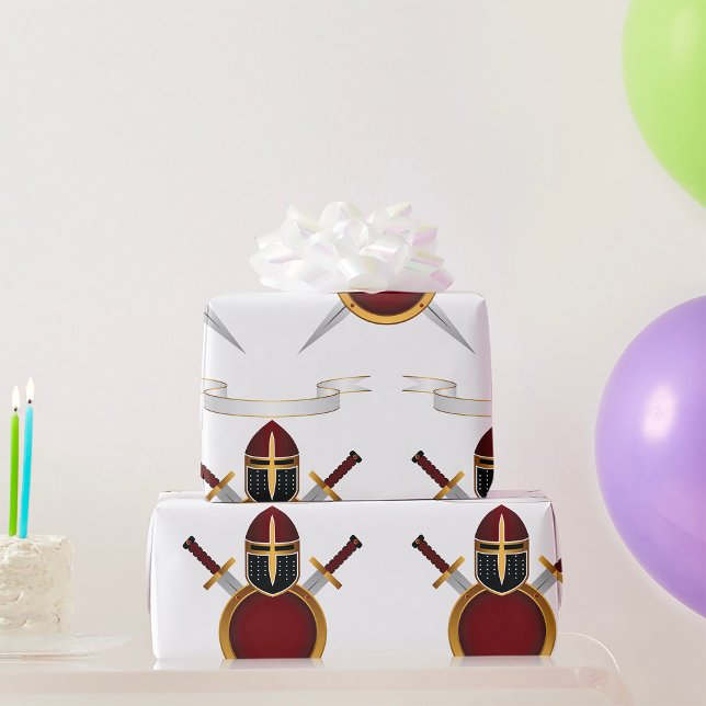 Papier Cadeau Casque Chevalier Médiéval Crest Bouclier des épées (Créateur téléchargé)