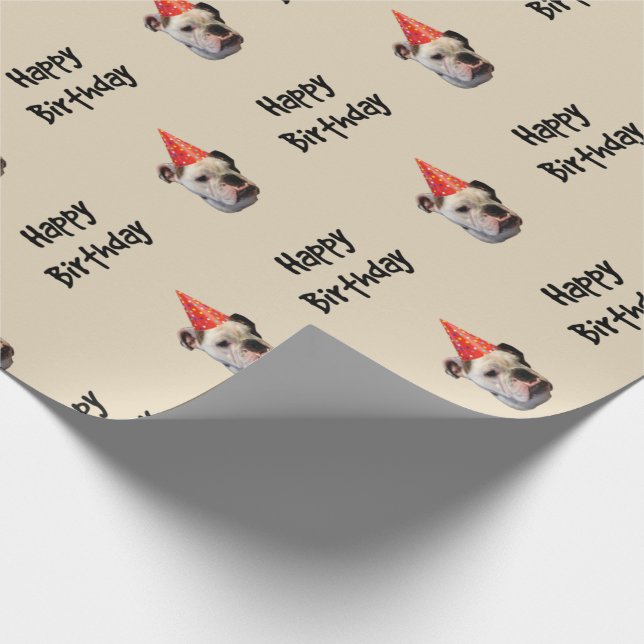 Papier Cadeau Casquette de fête d'anniversaire de bouledogue (Coin)