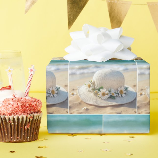 Papier Cadeau Casquette de plage d'été (Fête d'anniversaire)