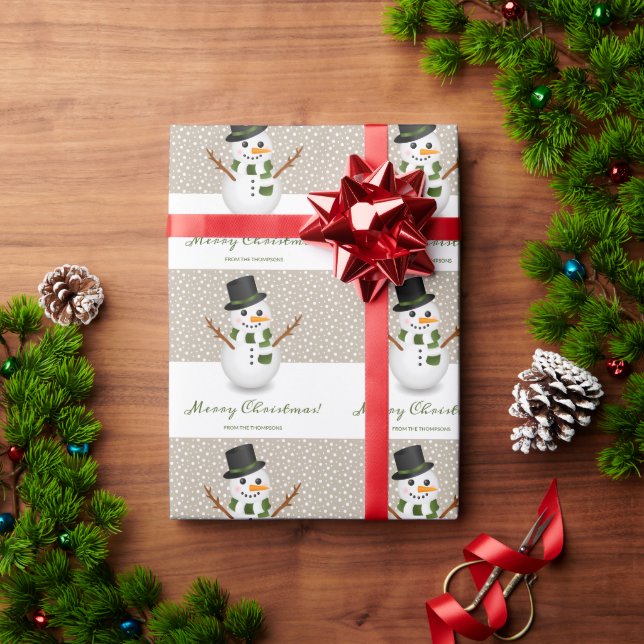 Papier Cadeau Casquette noir Snowman Beige Arrière - plan Joyeux (Cadeau de vacances)