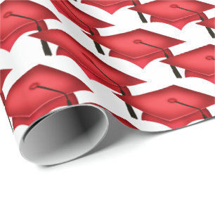 Papier Cadeau casquettes de graduation rouge avec goût noir
