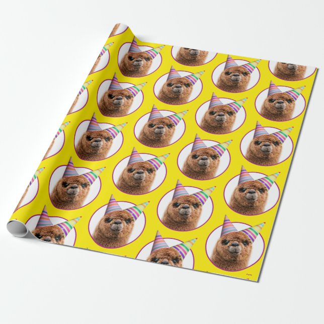 Papier Cadeau Casquettes du parti Alpaca (Déroulé)