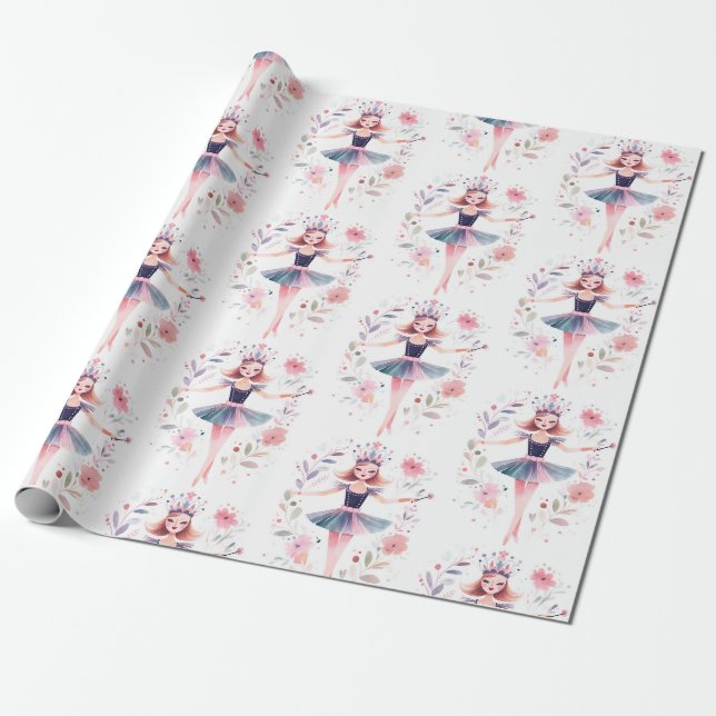Papier Cadeau Casse-Noisette Ballerine de Ballet (Déroulé)