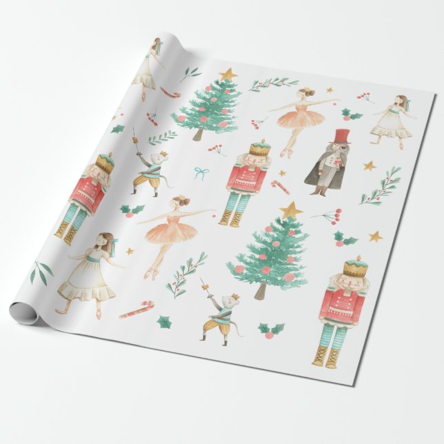 Papier Cadeau Casse-Noisette Ballet de Noël Images Enveloppement (Déroulé)