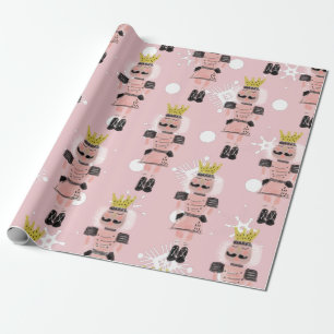 Papier Cadeau Casse-noisette de Noël soldat rose dessiné à la ma
