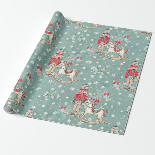 Papier Cadeau Casse-noisette et cheval à bascule de Noël