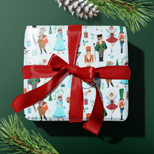Papier Cadeau Casse-Noisette Mignon Pastel Bleu Noël Fêtes