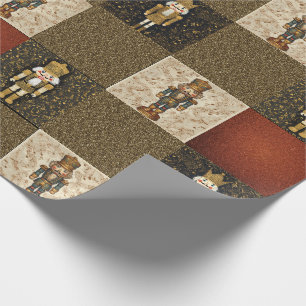 Papier Cadeau Casse-Noisette Pailleté Damier Traditionnel