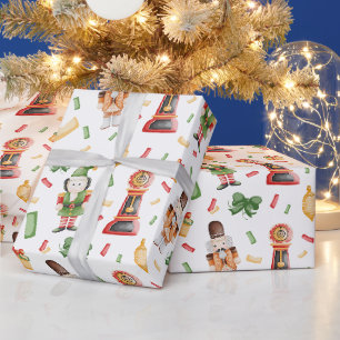 Papier Cadeau Casse-noisettes de Noël à l'aquarelle vintage