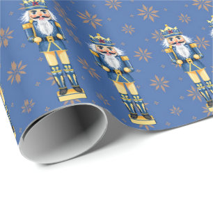 Papier Cadeau Casse-noisettes hommes bleu et or traditionnel