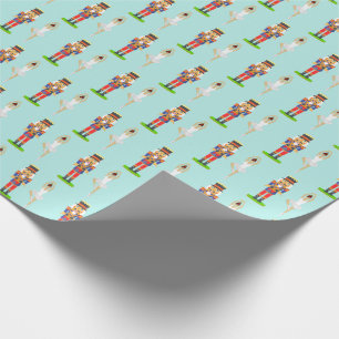 Papier Cadeau Casse-noix et danseur de ballet sur turquoise lége