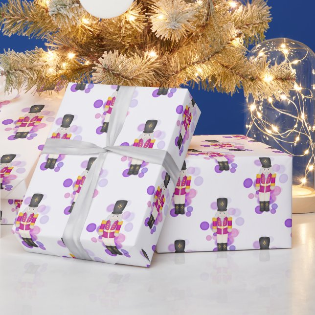 Papier Cadeau Casse-noix traditionnel violet et rose (Vacances)