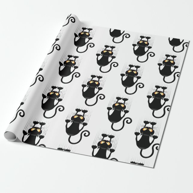 Papier Cadeau Cat Falling down fun dessin personnage (Déroulé)